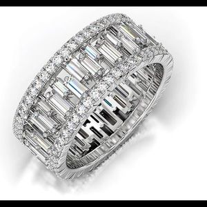 .925 Sterling Silver 7 Carat Moissanite Band